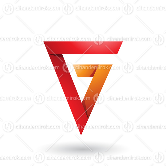 Red and Orange Folded Triangle Letter G Vector Illustration