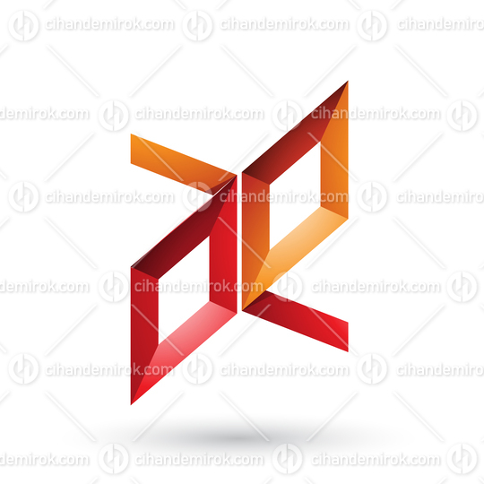 Red and Orange Frame Like Letters of A and E Vector Illustration