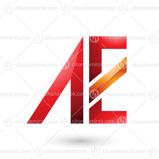 Red and Orange Geometrical Dual Letters of A and E