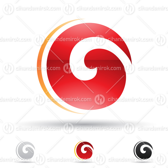 Red and Orange Glossy Abstract Logo Icon of Bold Swirly Letter O