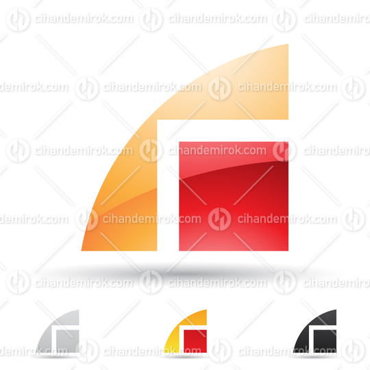 Red and Orange Glossy Abstract Logo Icon of Lowercase Letter R with a Square