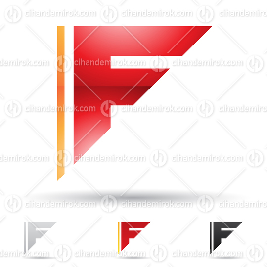Red and Orange Glossy Abstract Logo Icon of Triangular Letter F