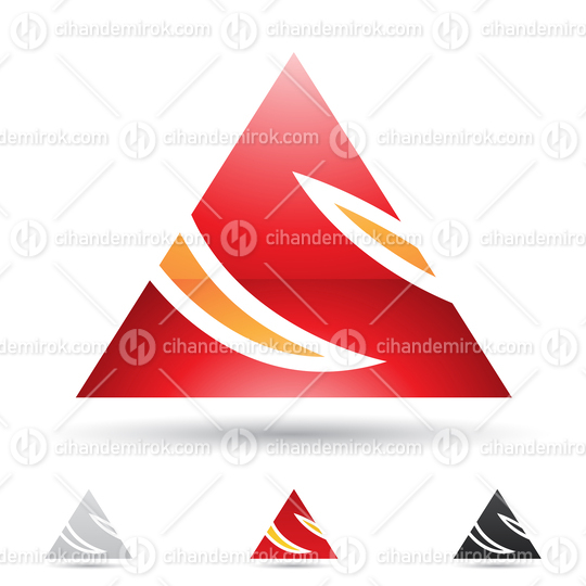 Red and Orange Glossy Abstract Logo Icon of Triangular Letter S