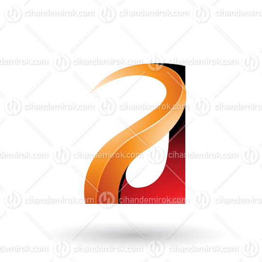 Red and Orange Glossy Curvy Embossed Letter A Vector Illustration