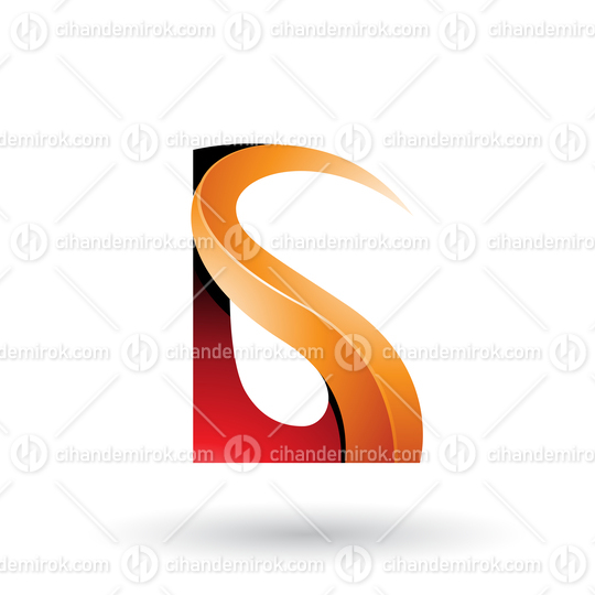 Red and Orange Glossy Curvy Embossed Letter G Vector Illustration