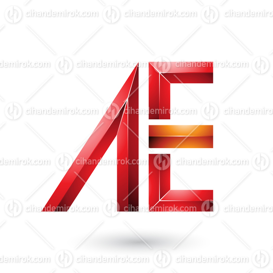 Red and Orange Glossy Dual Letters of A and E Vector Illustration