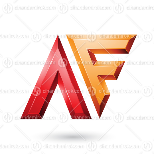 Red and Orange Glossy Dual Letters of Letters A and F