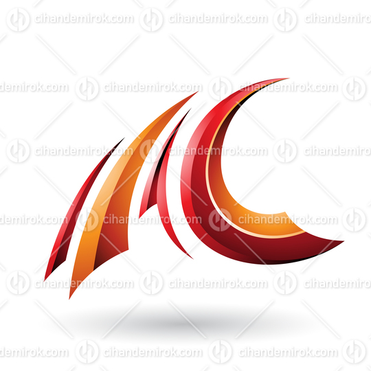 Red and Orange Glossy Flying Letter A and C Vector Illustration