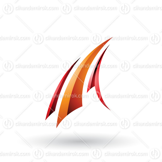 Red and Orange Glossy Flying Letter A Vector Illustration