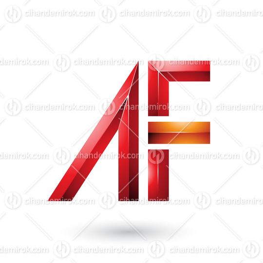 Red and Orange Glossy Letters of A and F Vector Illustration