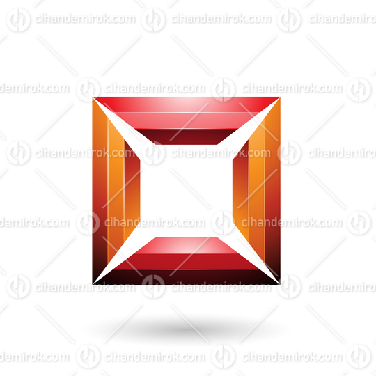 Red and Orange Glossy Square Frame Vector Illustration