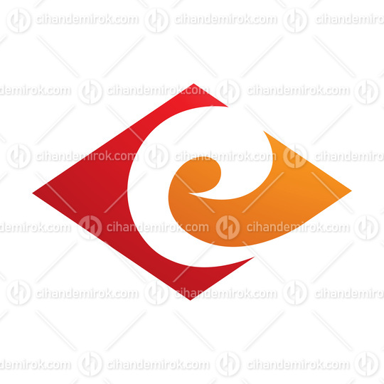 Red and Orange Horizontal Diamond Shaped Letter E Icon
