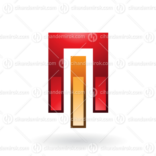 Red and Orange Intertwined Rectangular Shapes for Letter M