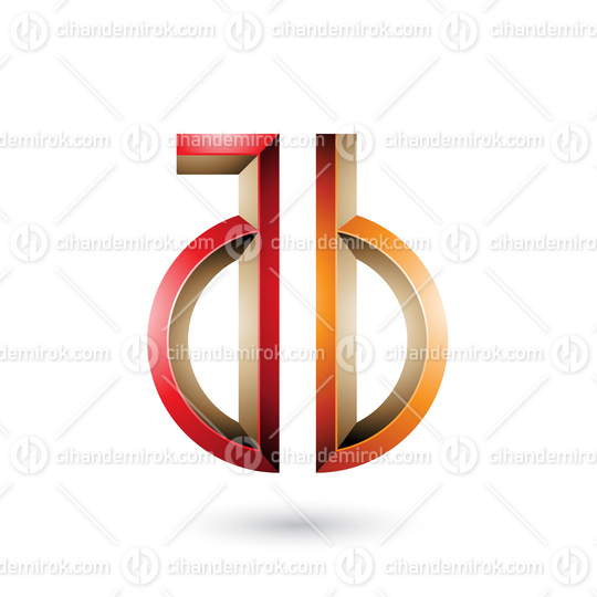 Red and Orange Key-like Symbol of Letter A and B