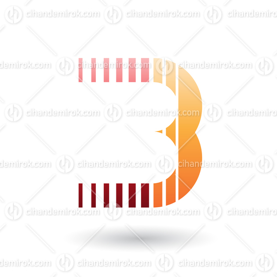 Red and Orange Letter B Icon with Vertical Stripes
