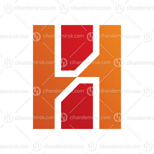 Red and Orange Letter H Icon with Vertical Rectangles