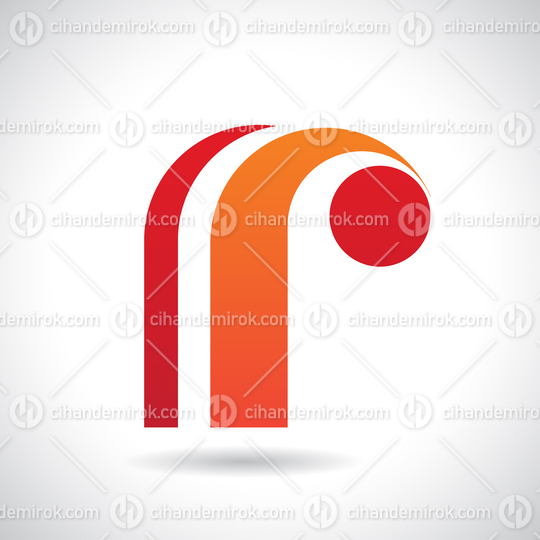 Red and Orange Retro Striped Round Logo Icon of Letter R