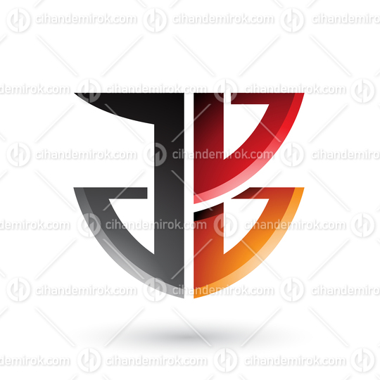 Red and Orange Shield Like Shape of Letters A and B