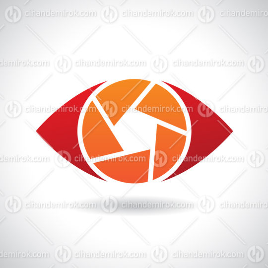 Red and Orange Shutter Eye Logo Icon with a Shadow