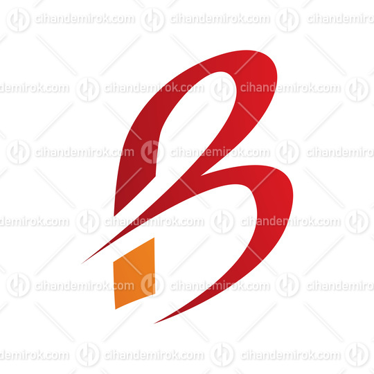 Red and Orange Slim Letter B Icon with Pointed Tips