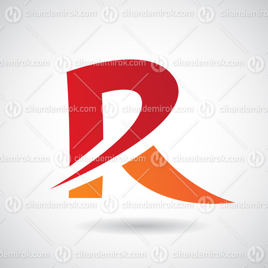 Red and Orange Spiky Uppercase Letter R with a Shadow