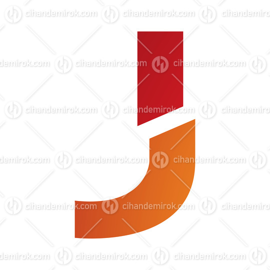Red and Orange Split Shaped Letter J Icon