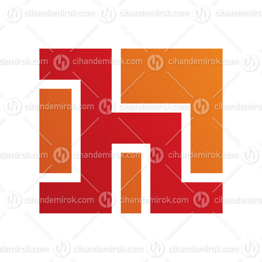 Red and Orange Square Shaped Letter H Icon
