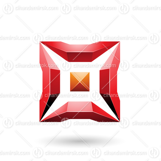 Red and Orange Square with 3d Glossy Pieces Vector Illustration