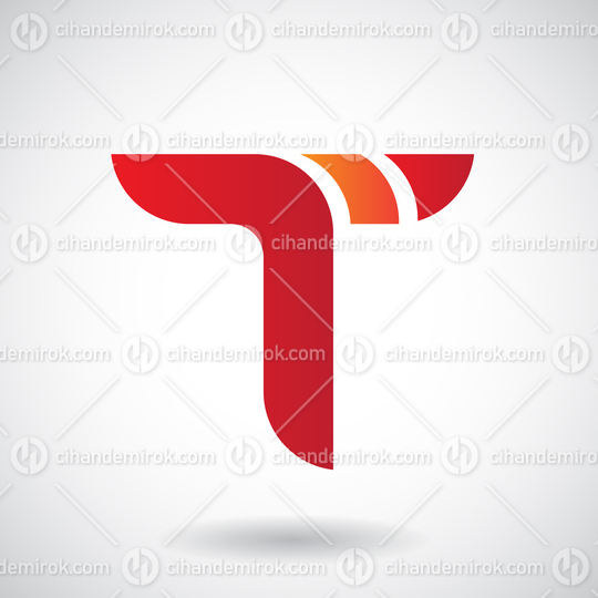 Red and Orange Striped Curvy Uppercase Letter T