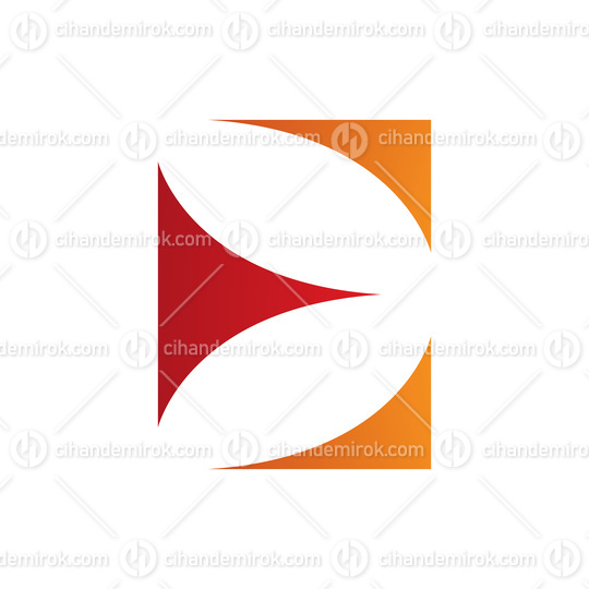 Red and Orange Uppercase Letter E Icon with Curvy Triangles