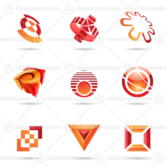 Red and Orange Various Abstract Icon Set