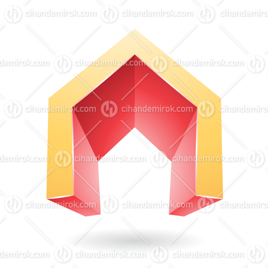 Red and Yellow Abstract Door Shaped Icon for Letter A