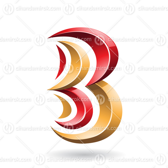 Red and Yellow Glossy Spiky Embossed Icon for Letter B