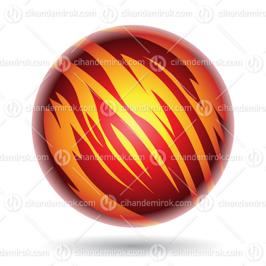 Red and Yellow Striped Planet Sphere