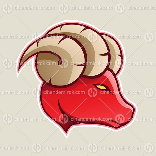 Red Aries or Ram Cartoon Icon Vector Illustration