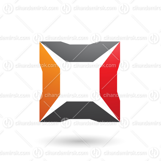 Red Black and Orange Square with Spikes Vector Illustration