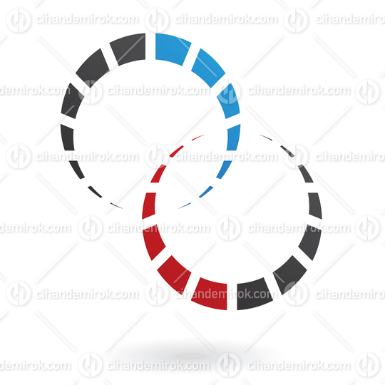 Red Blue and Black Abstract Crescent Shaped Gears Logo Icon