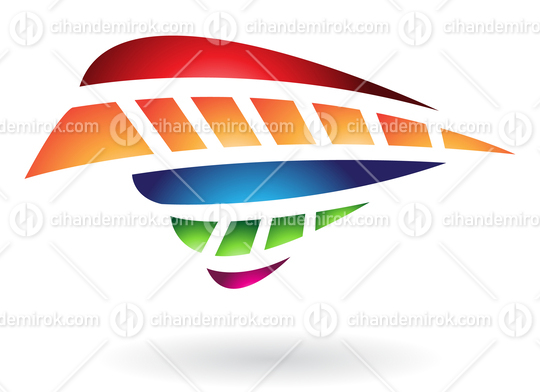 Red Blue Green and Orange Abstract Logo Icon of a UFO-Like Shape
