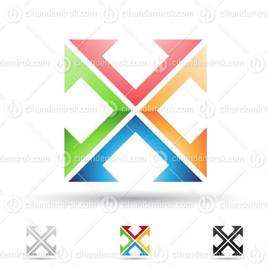 Red Blue Orange and Green Glossy Abstract Logo Icon of Letter X 