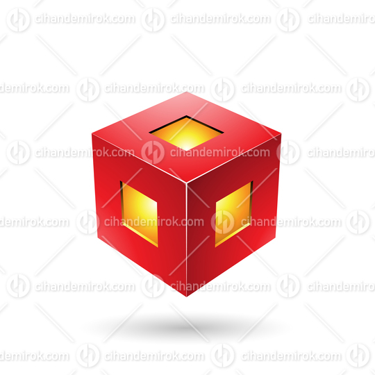 Red Bold Lantern Cube Vector Illustration