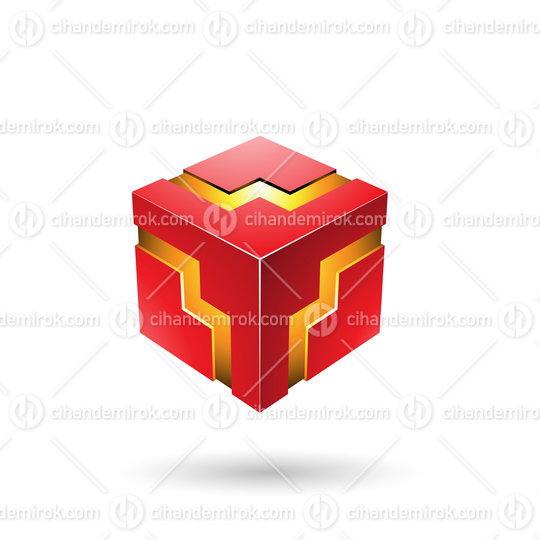 Red Bold Zigzag Cube Vector Illustration