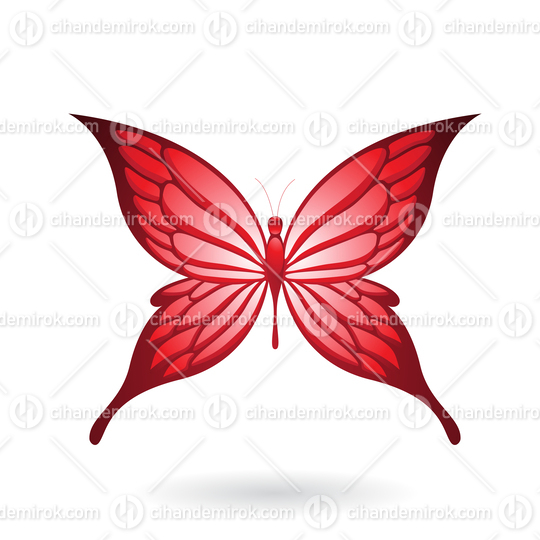 Red Butterfly Illustration with Pointed Wings