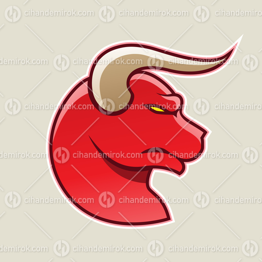 Red Cartoon Bull Icon Vector Illustration