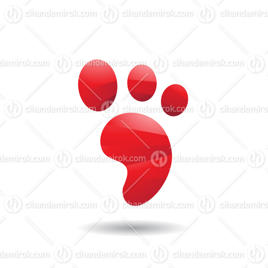Red Cartoon Footprint Icon with a Shadow