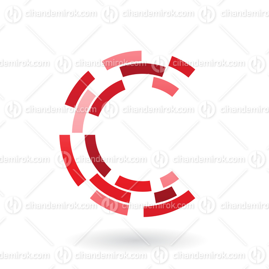 Red Circular Dashed Lines Forming a Letter C Icon