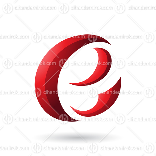 Red Crescent Shape Letter E Vector Illustration