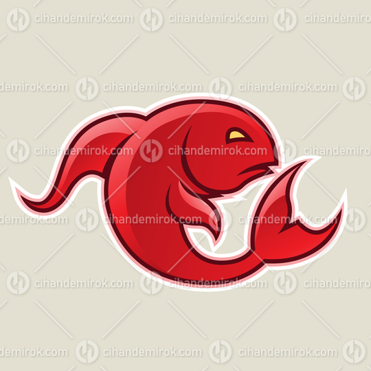 Red Curvy Fish or Pisces Icon Vector Illustration