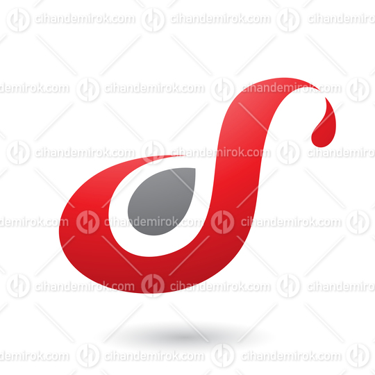 Red Curvy Fun Letter D or S Vector Illustration