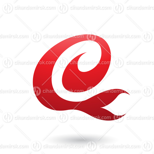 Red Curvy Fun Letter E Vector Illustration