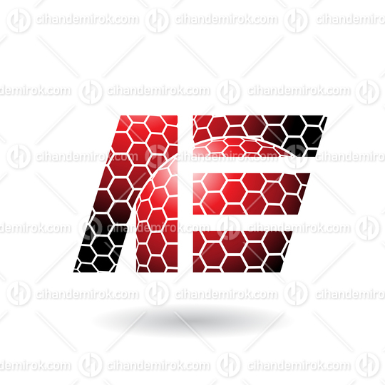 Red Dual Letters of A and E with Honeycomb Pattern